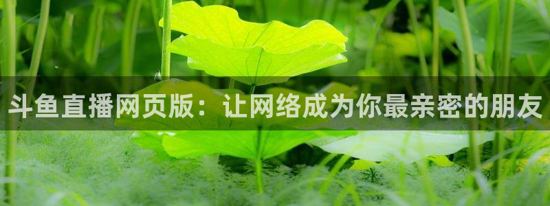 857足球直播平台：斗鱼直播网页版：让网络成为你最亲密的朋友